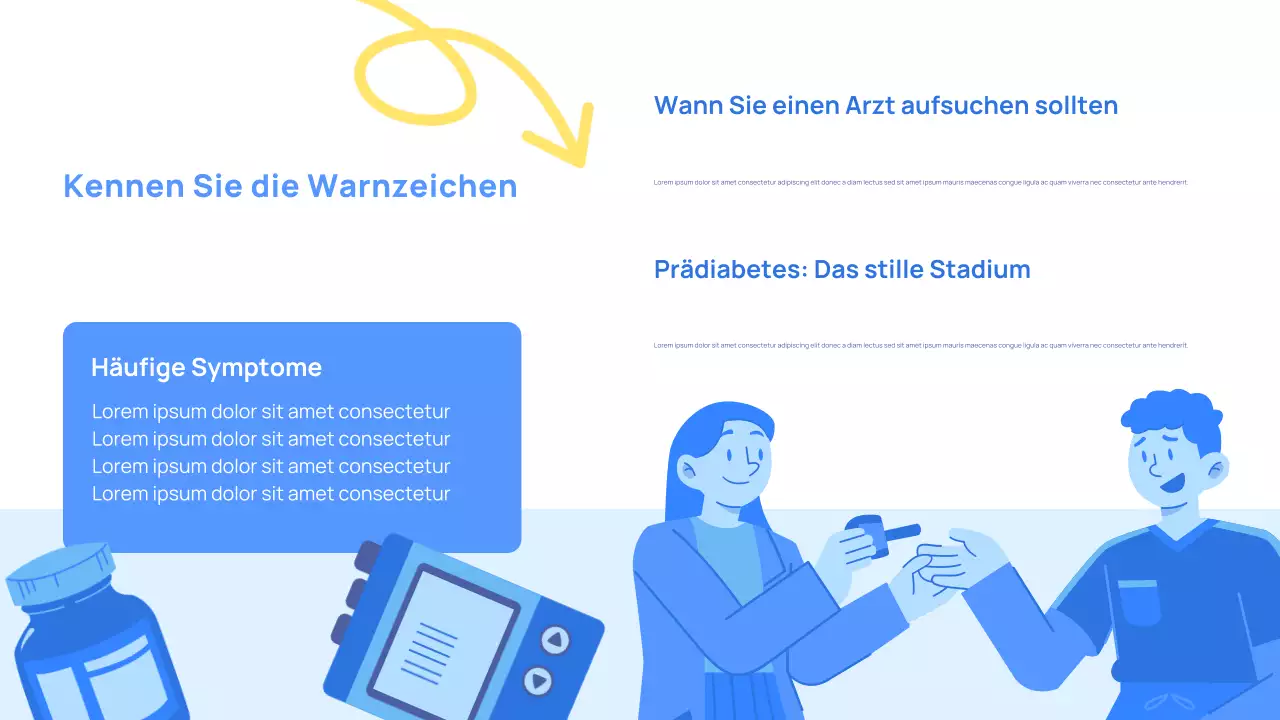 Lasst uns Diabetes vorbeugen Blaue Präsentation