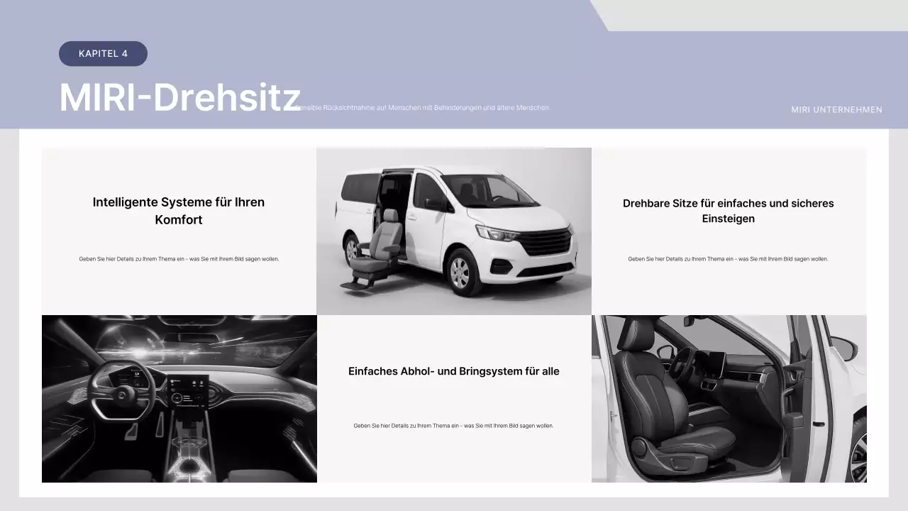 Beschreibung des grauen modernen Autos