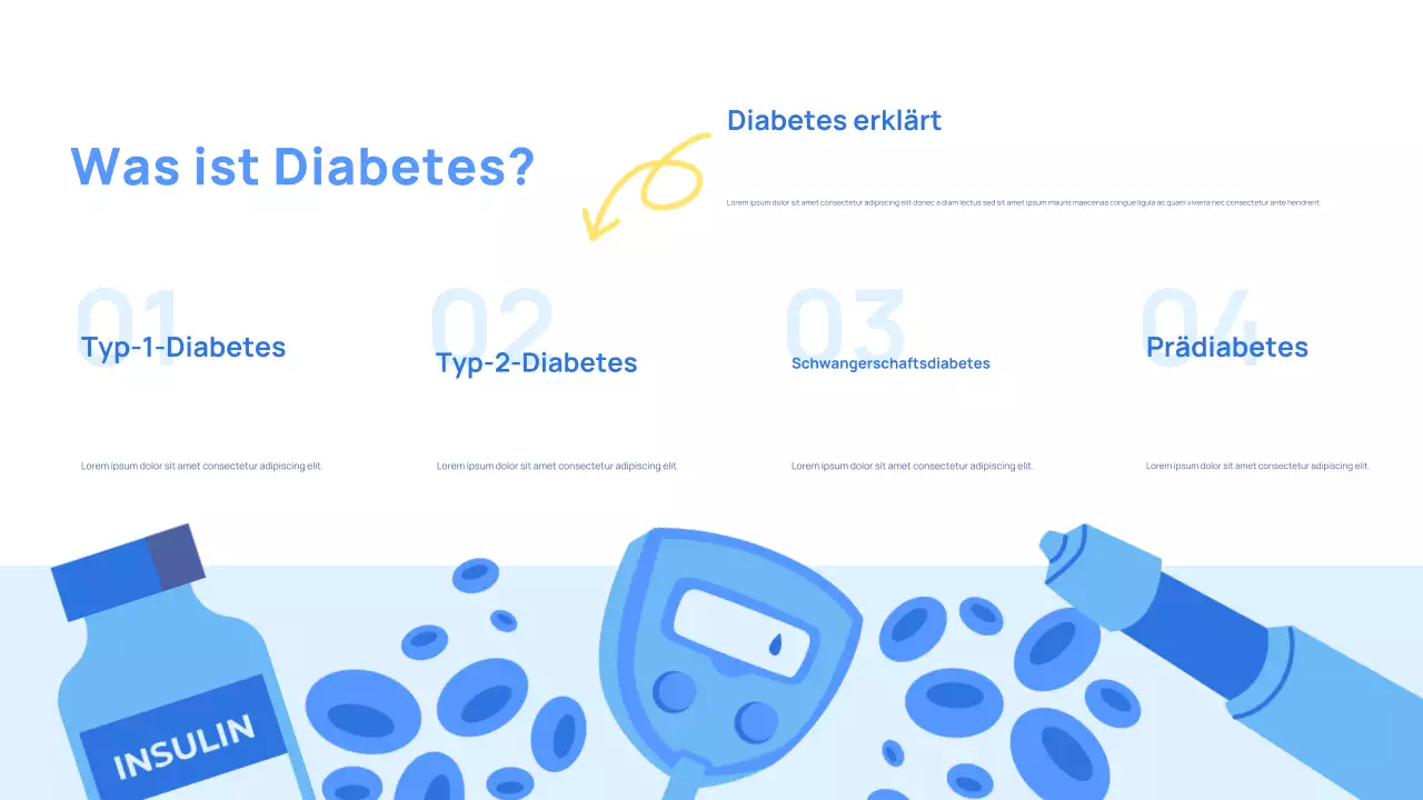 Lasst uns Diabetes vorbeugen Blaue Präsentation
