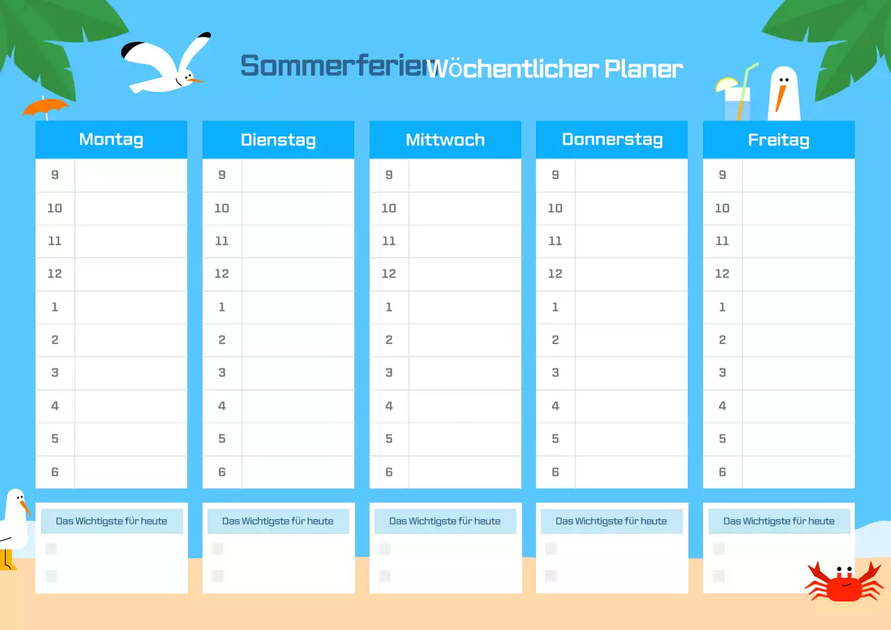 Himmelblaues einfaches Urlaubsplaner-Tagebuch