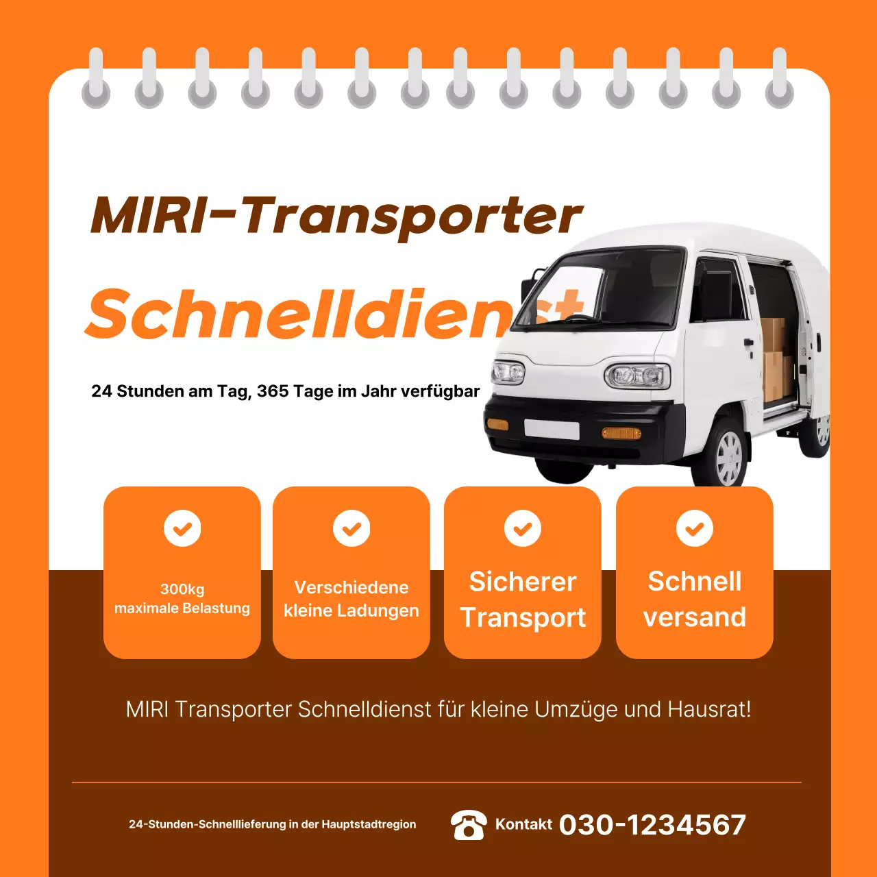 Orangefarbene, moderne Lieferservice-Werbung