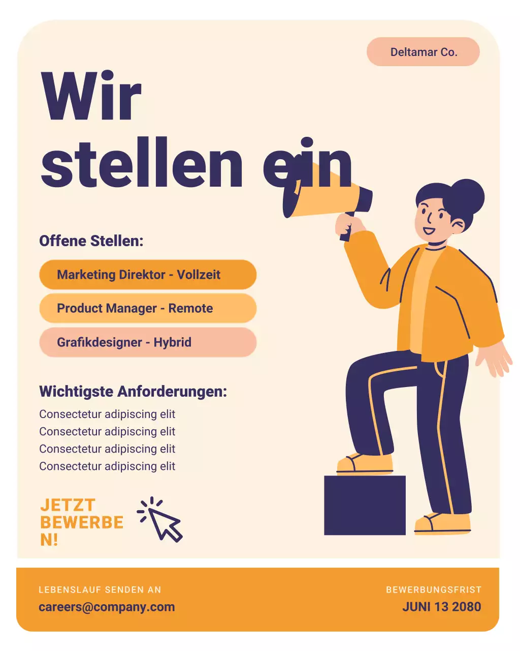 Orange Modern Wir stellen ein Werden Sie jetzt Teil unseres Teams