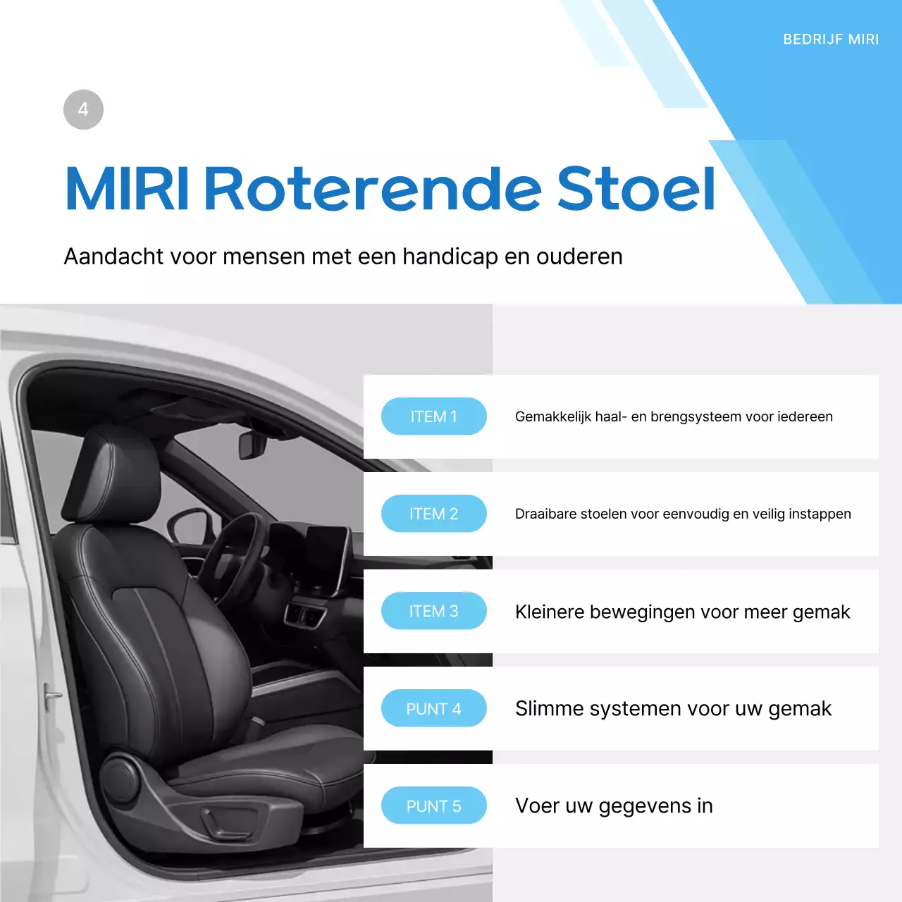 Blauwe moderne auto-advertentie
