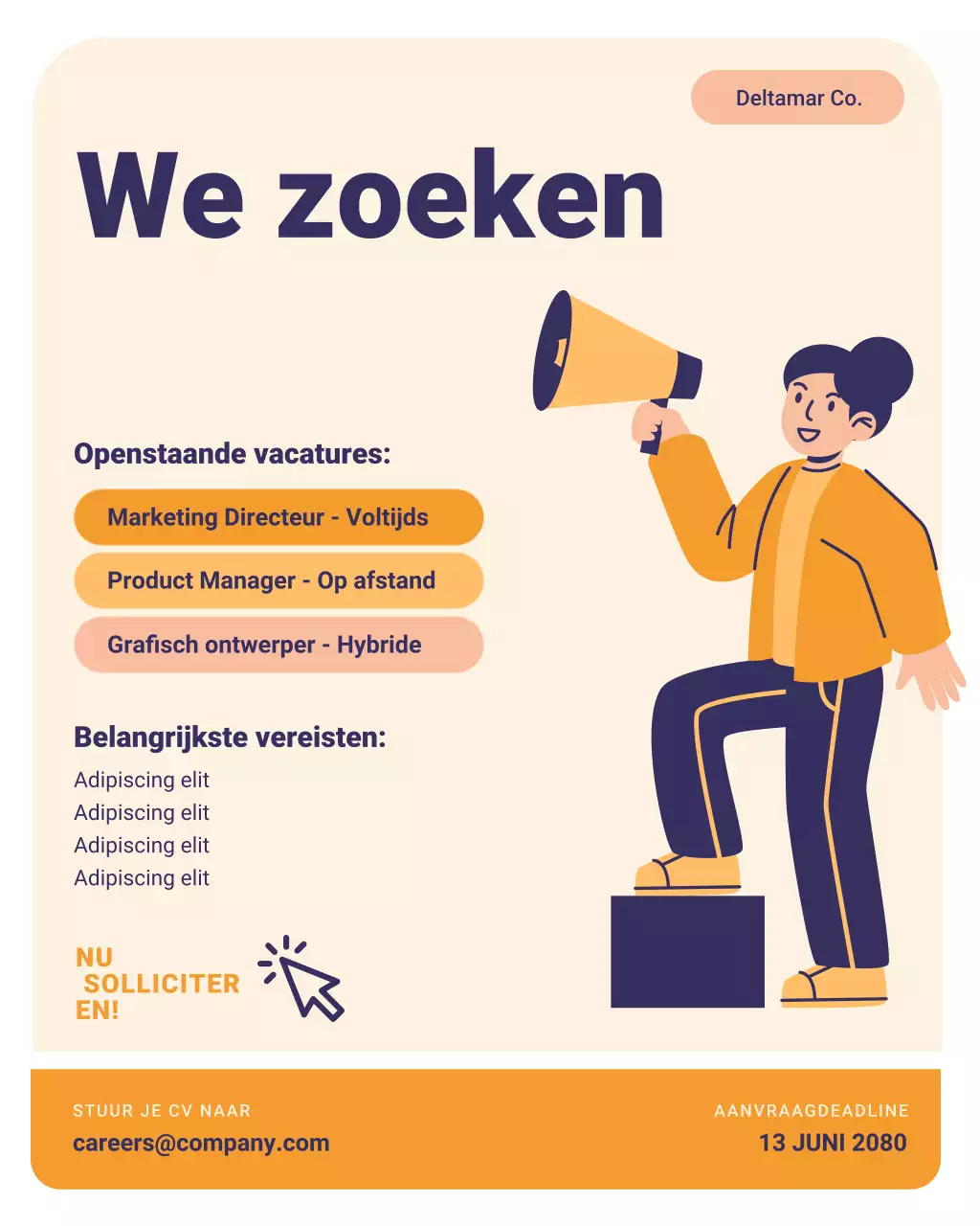Orange Modern Wij zijn aan het werven. Sluit je nu aan bij ons team.