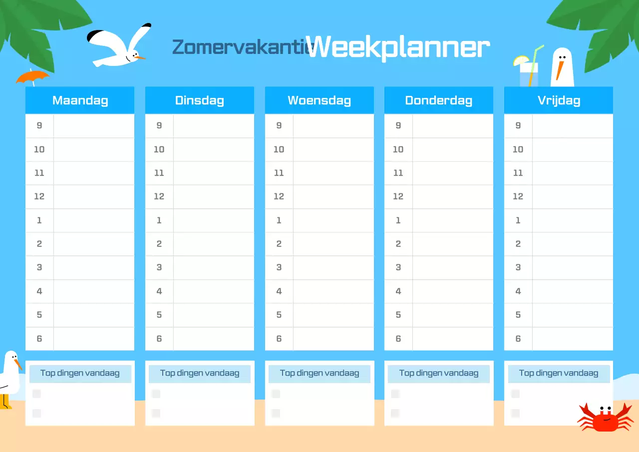 Hemelsblauwe eenvoudige vakantieplanner