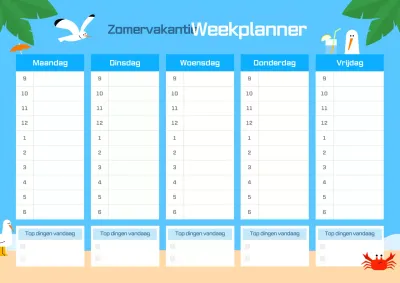 Hemelsblauwe eenvoudige vakantieplanner