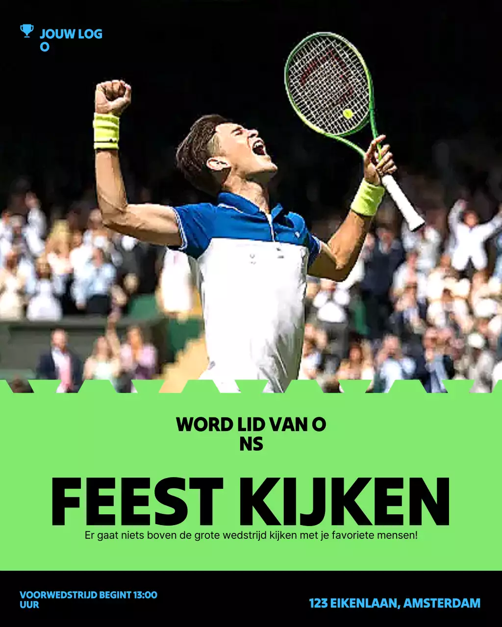 Groene sportieve tennisuitnodiging Instagram-post