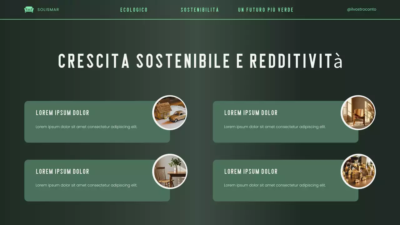 Presentazione del pitch deck ecologico, moderno, elegante e verde