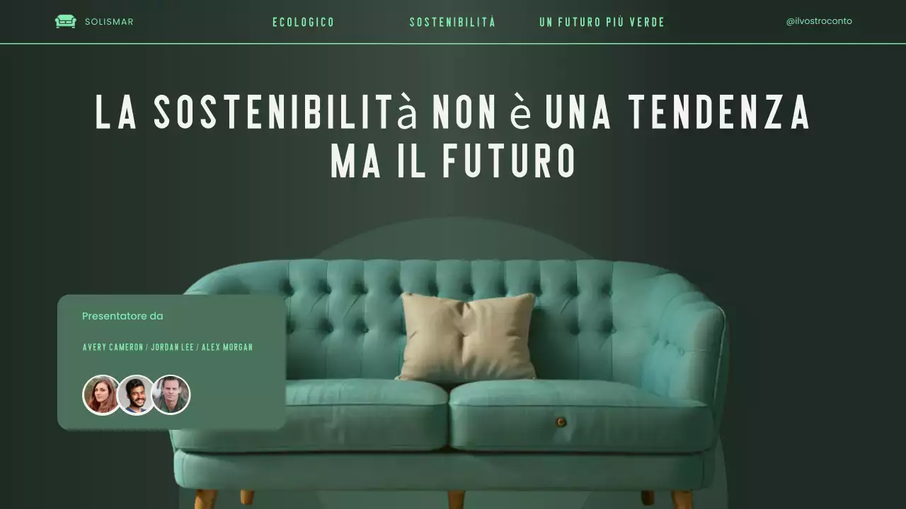 Presentazione del pitch deck ecologico, moderno, elegante e verde