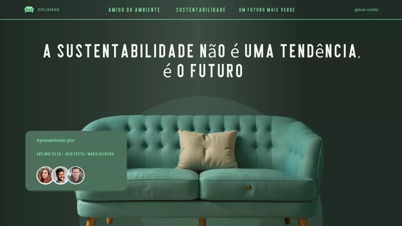 Apresentação de pitch deck verde, elegante, moderno e ecológico