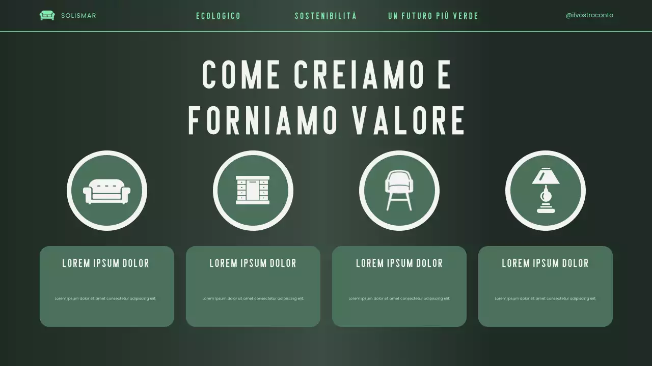 Presentazione del pitch deck ecologico, moderno, elegante e verde