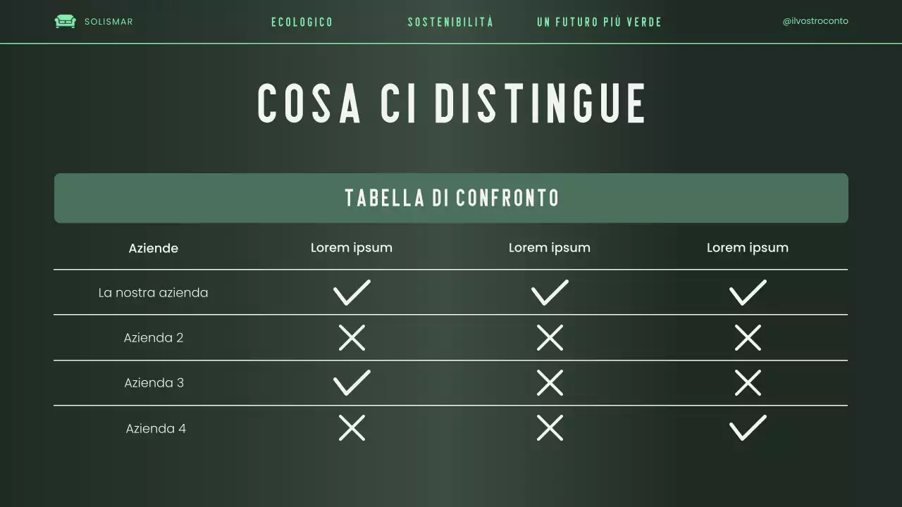 Presentazione del pitch deck ecologico, moderno, elegante e verde