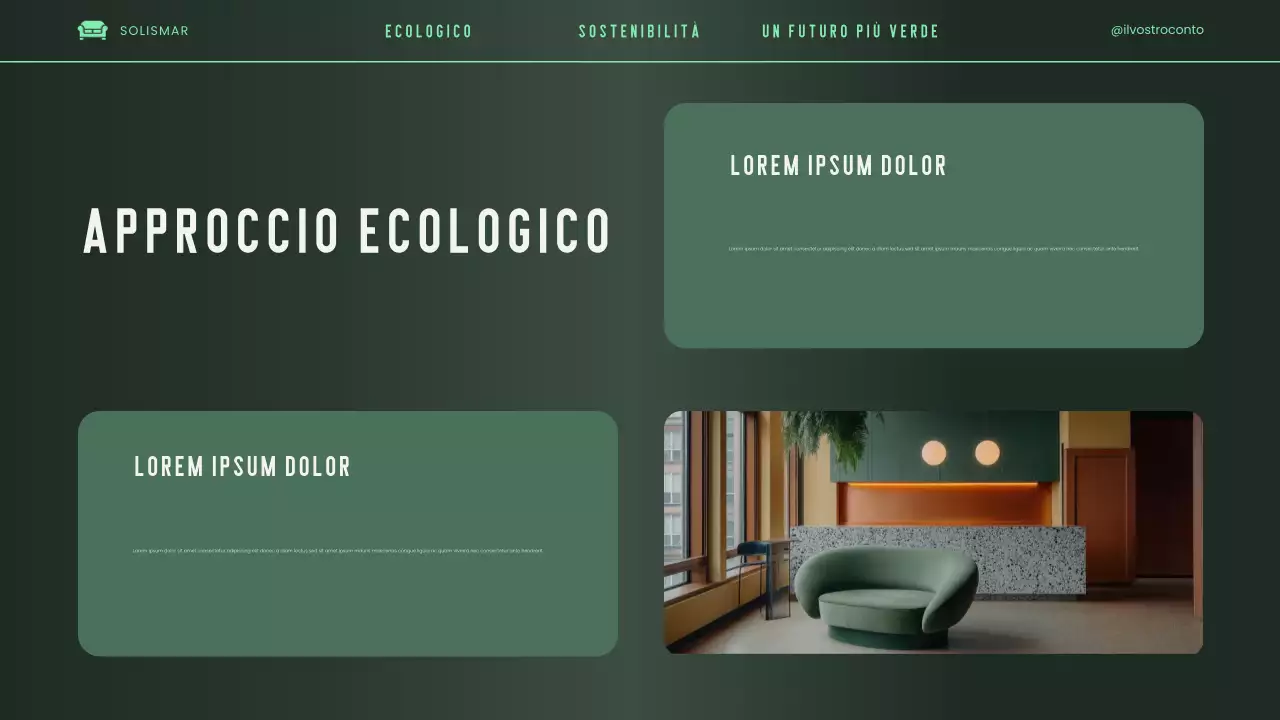 Presentazione del pitch deck ecologico, moderno, elegante e verde