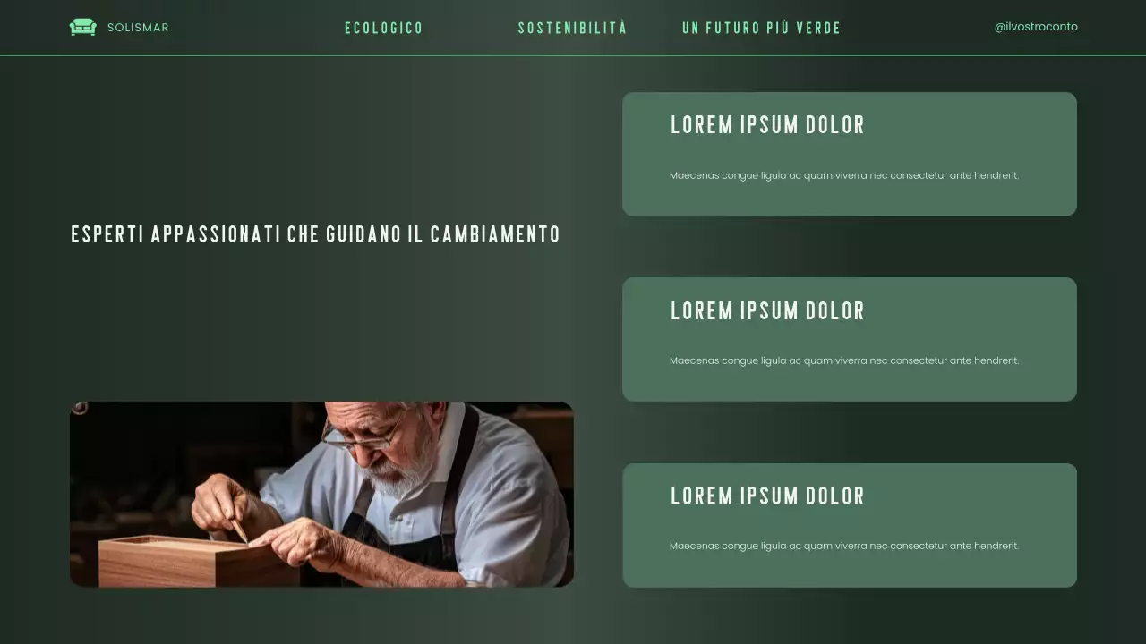 Presentazione del pitch deck ecologico, moderno, elegante e verde