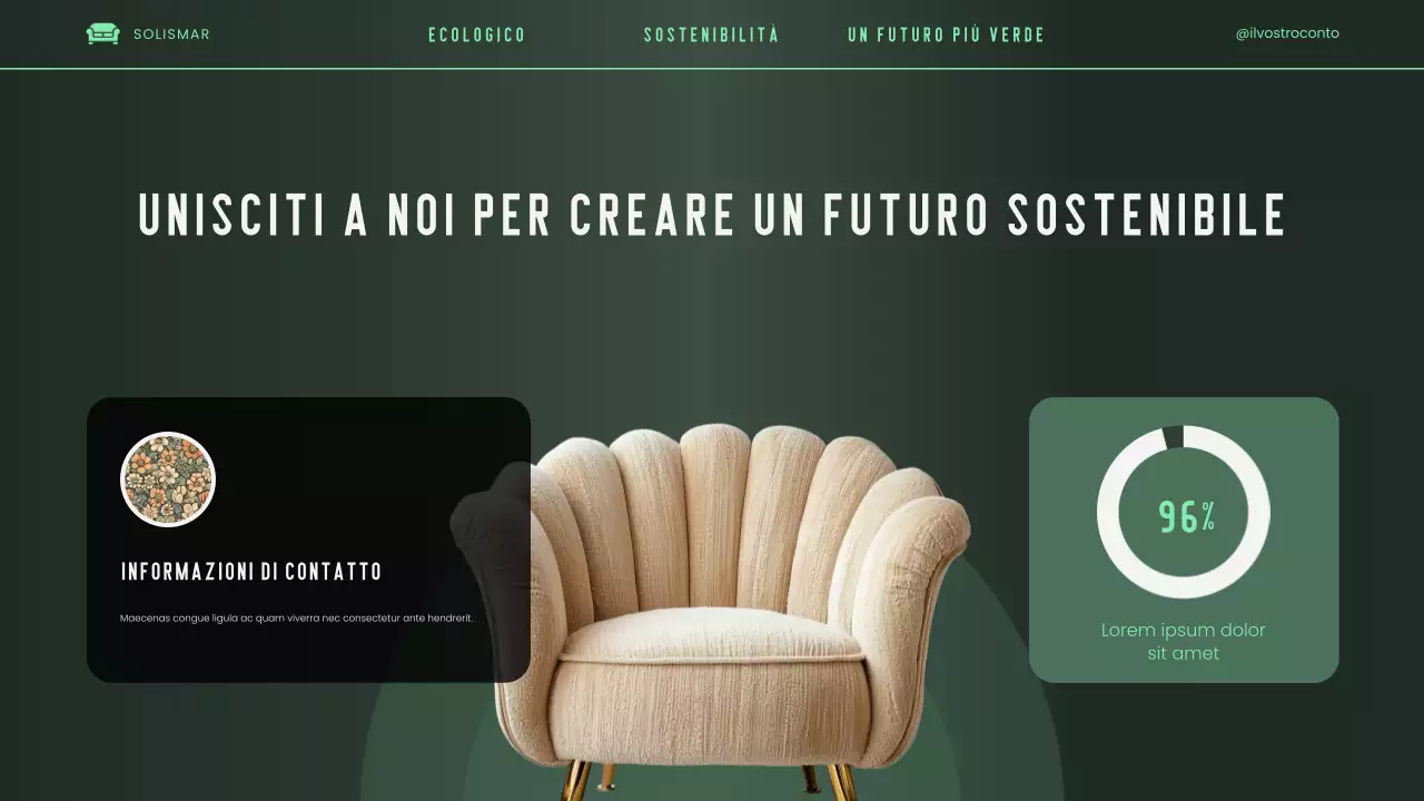 Presentazione del pitch deck ecologico, moderno, elegante e verde