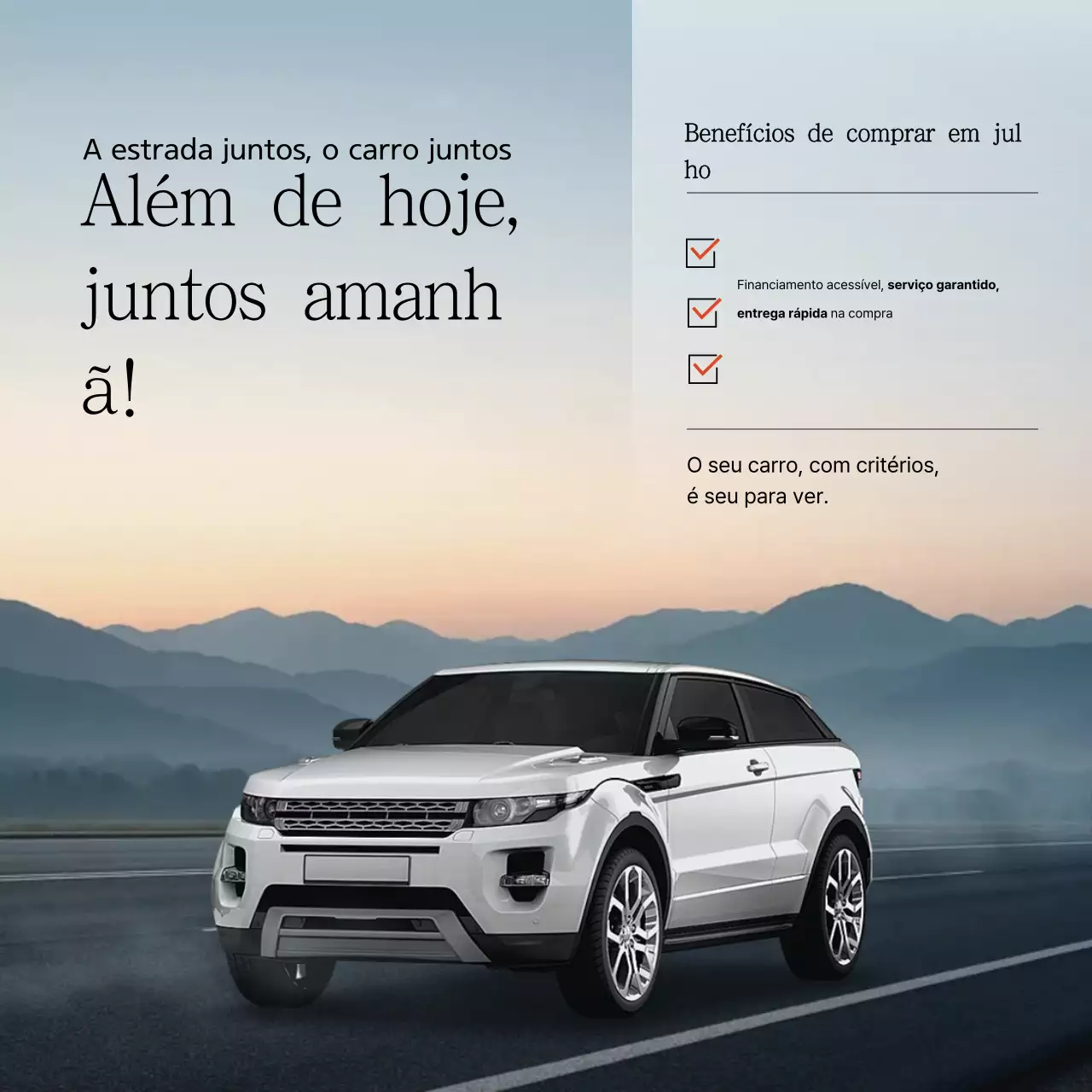 Anúncio de venda de carro moderno cinza