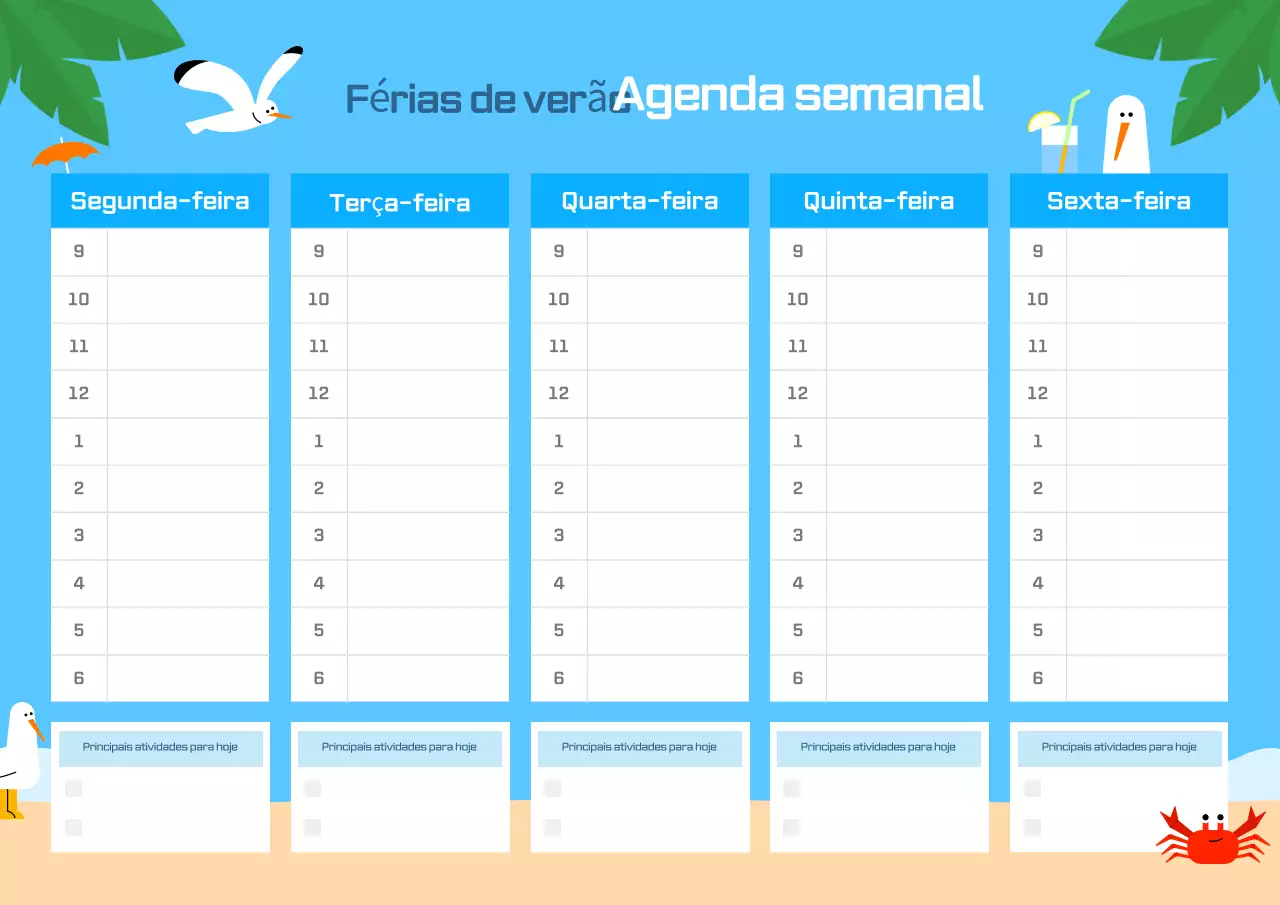 Diário de férias simples azul-celeste