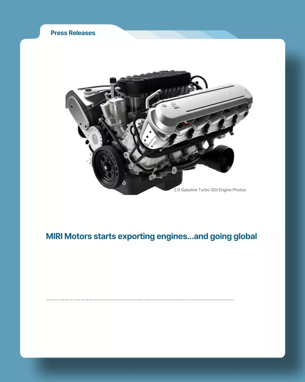 Sky Blue Modern Car Press Release