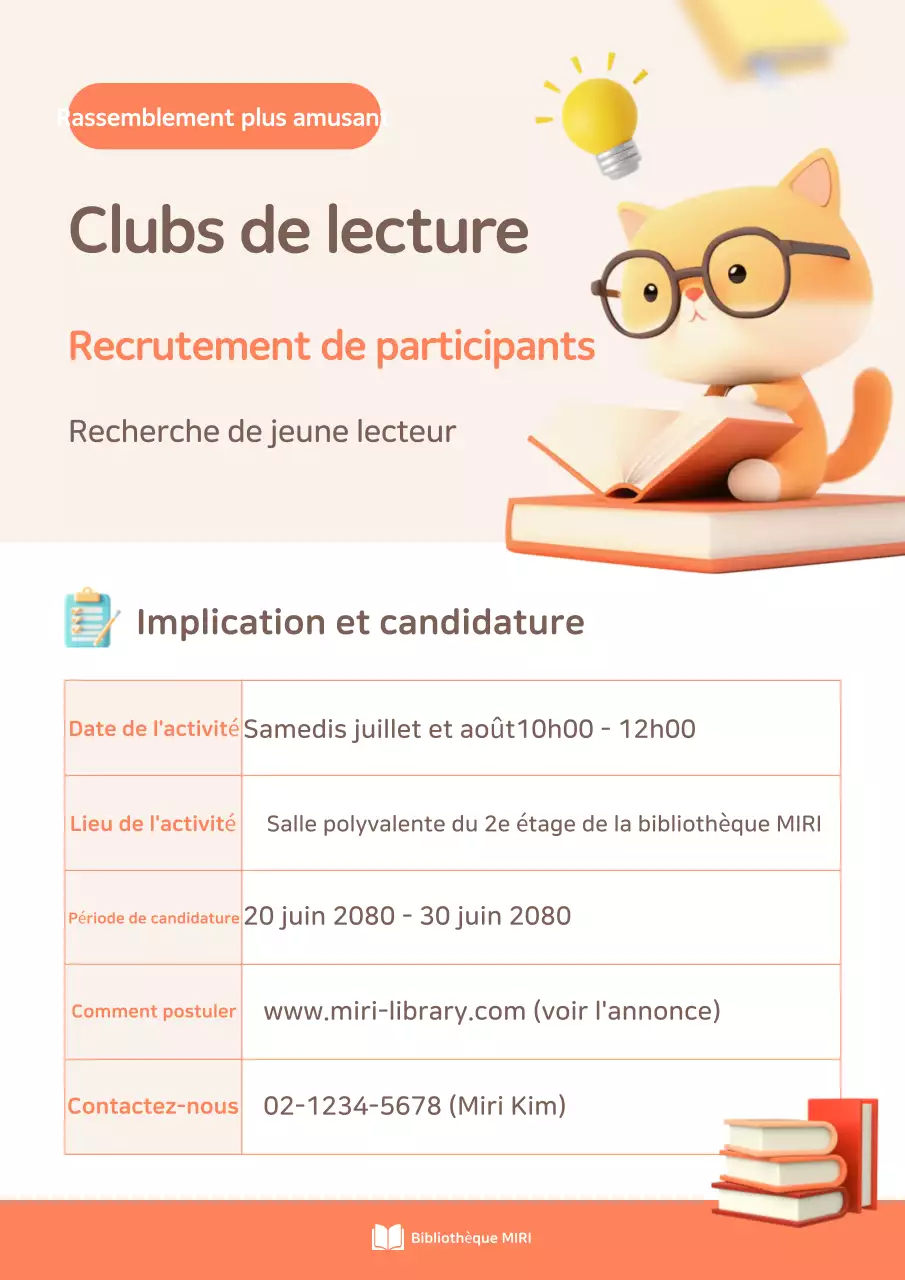 Recrutement des participants au club de lecture Orange Baby