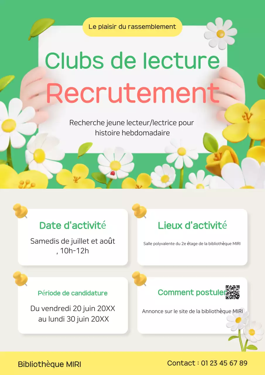 Annonce de recrutement pour la lecture de Green Baby