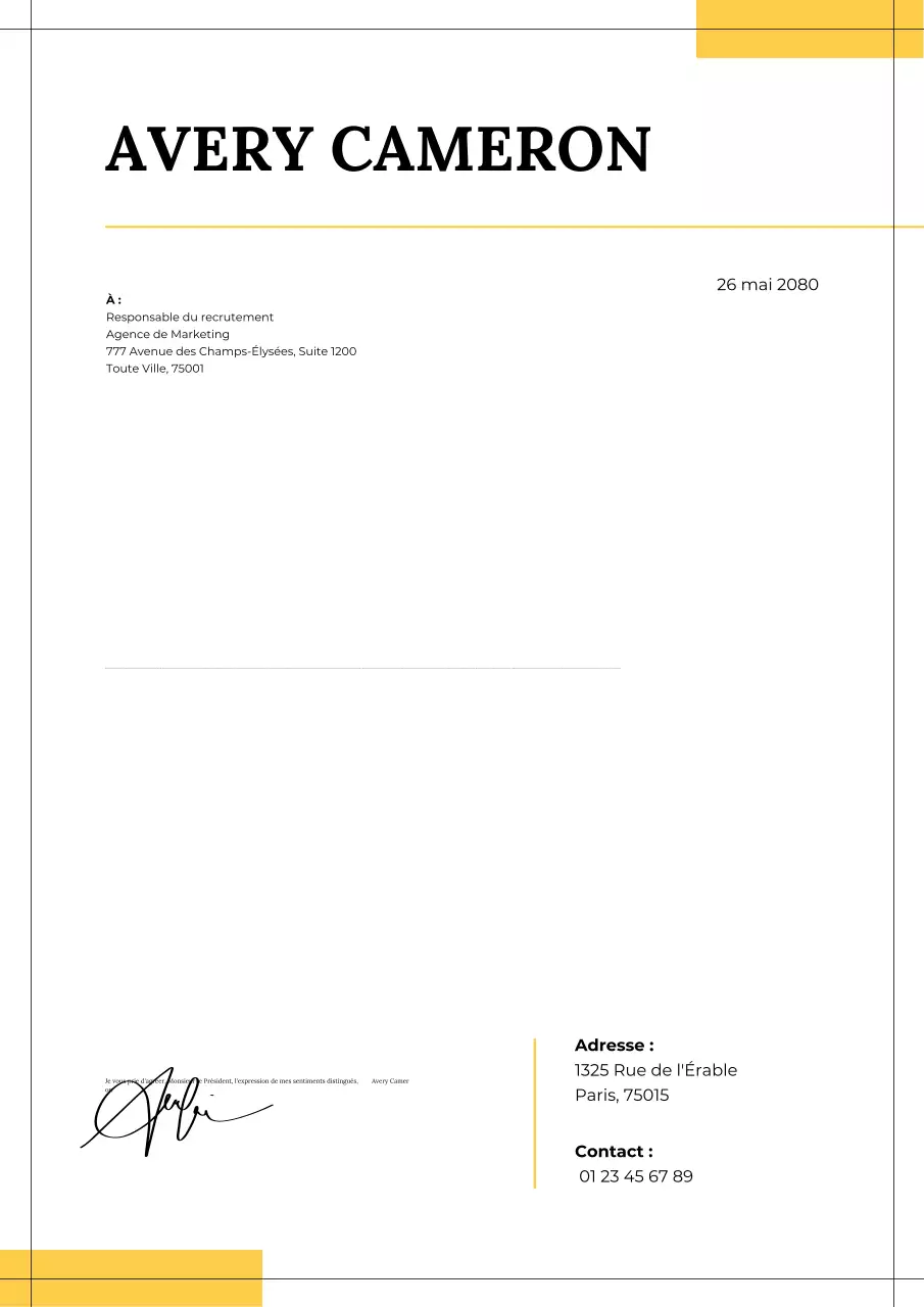 Lettre de motivation professionnelle