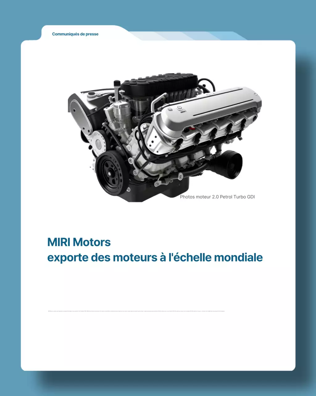 Communiqué de presse sur la voiture moderne bleu ciel