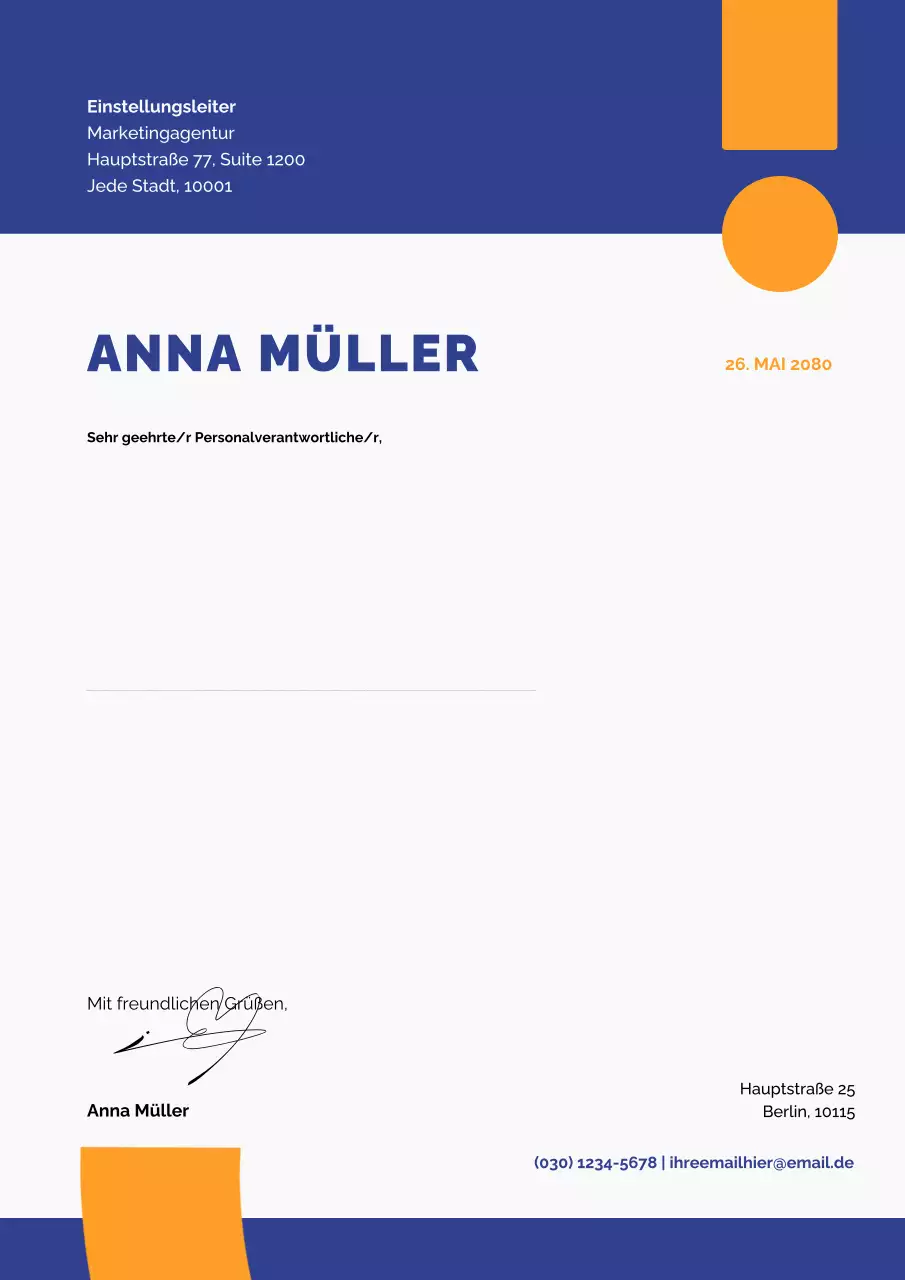 blaue moderne Lebenslaufvorlage