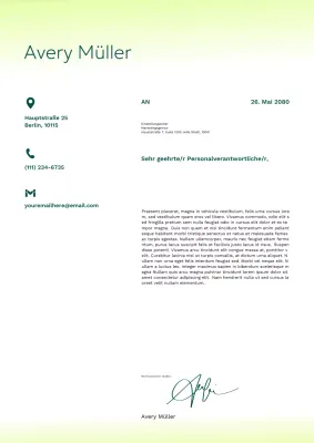 grünes modernes Anschreiben