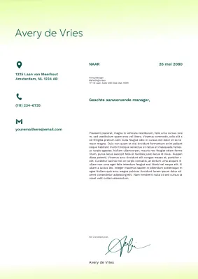 groene moderne sollicitatiebrief document