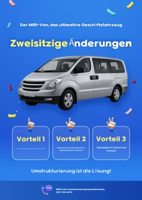 Blaues modernes Auto modifizierte Werbung