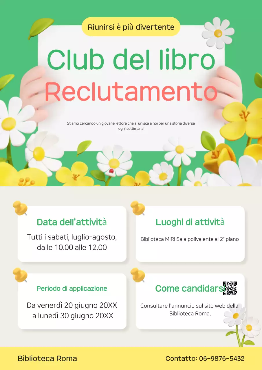 Annuncio di reclutamento per la lettura di Green Baby