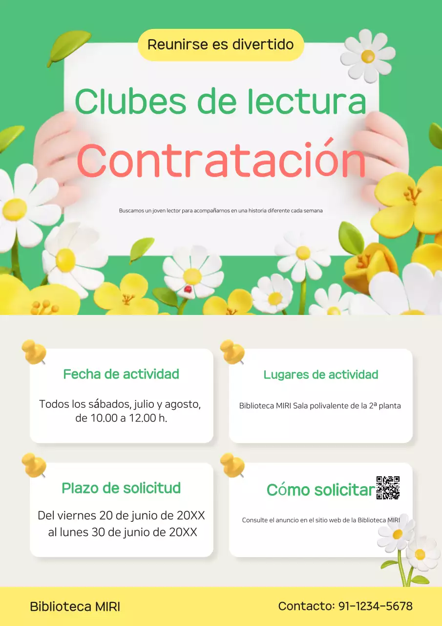 Anuncio de reclutamiento de Green Baby Reading