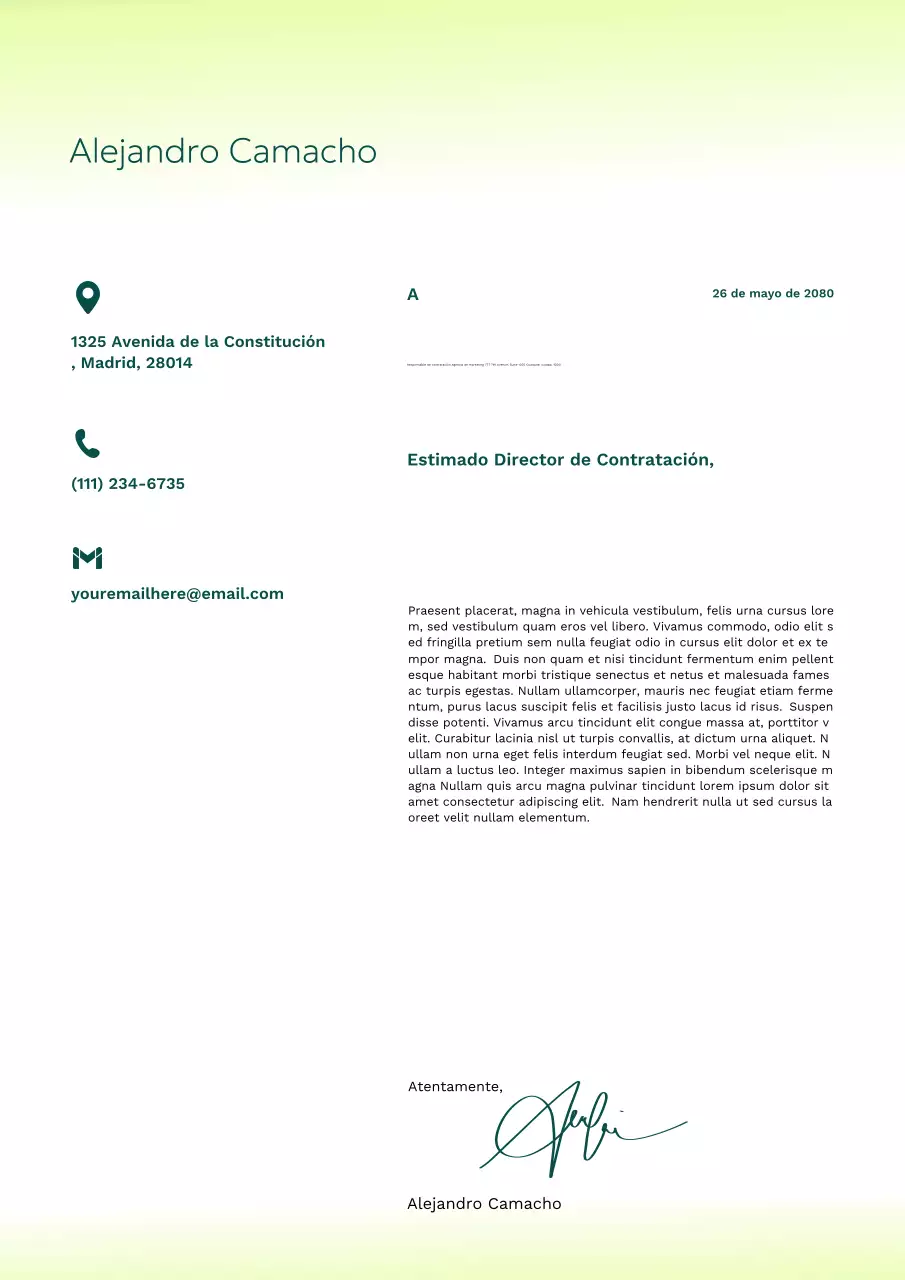 Carta de presentación moderna y verde