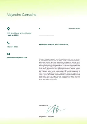 Carta de presentación moderna y verde