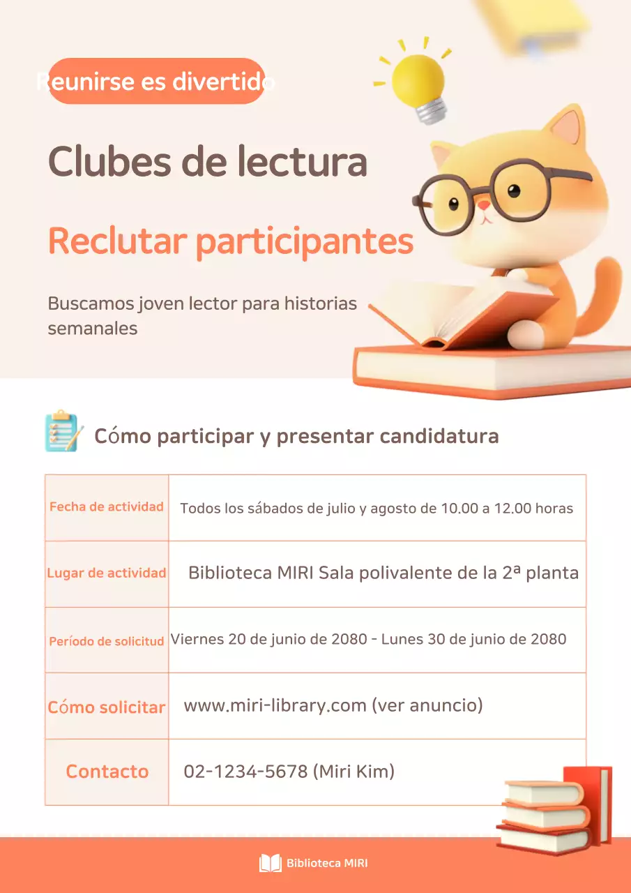 Reclutamiento de participantes para el Club de Lectura Orange Baby