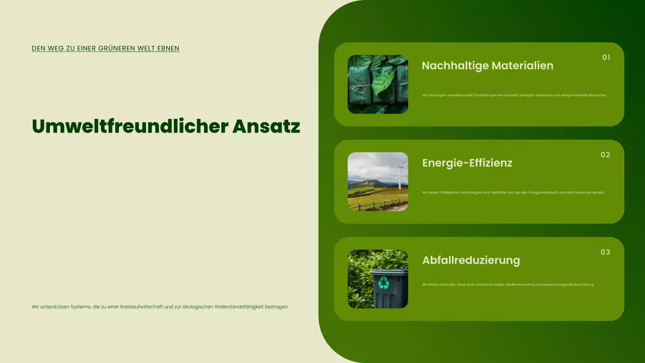 Präsentation zur Förderung der grünen modernen Nachhaltigkeit