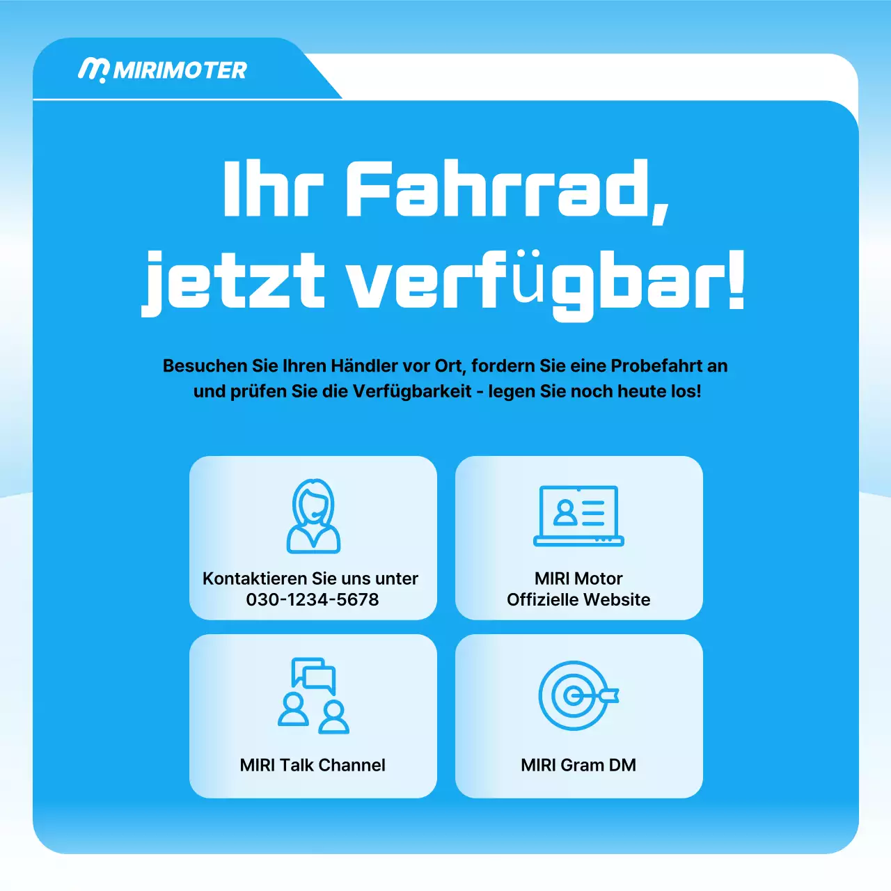 Himmelblaue moderne Motorradwerbung