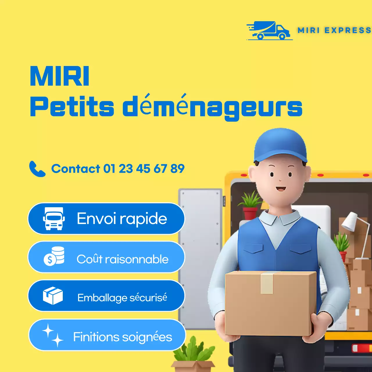 Publicité jaune simple et mobile