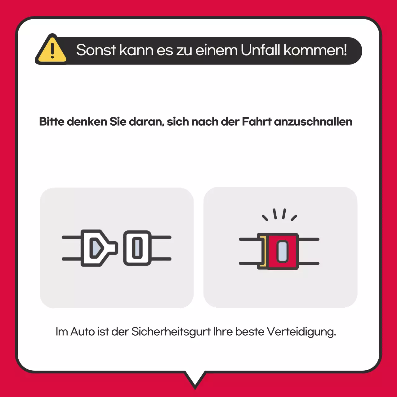 Einfache Anleitung zum Anlegen des roten Sicherheitsgurtes