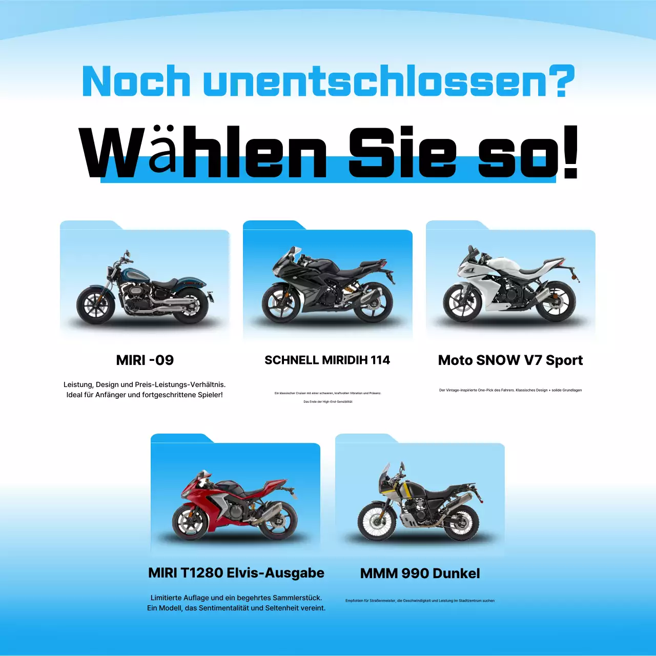 Himmelblaue moderne Motorradwerbung