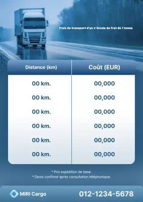 Guide des tarifs de transport moderne bleu