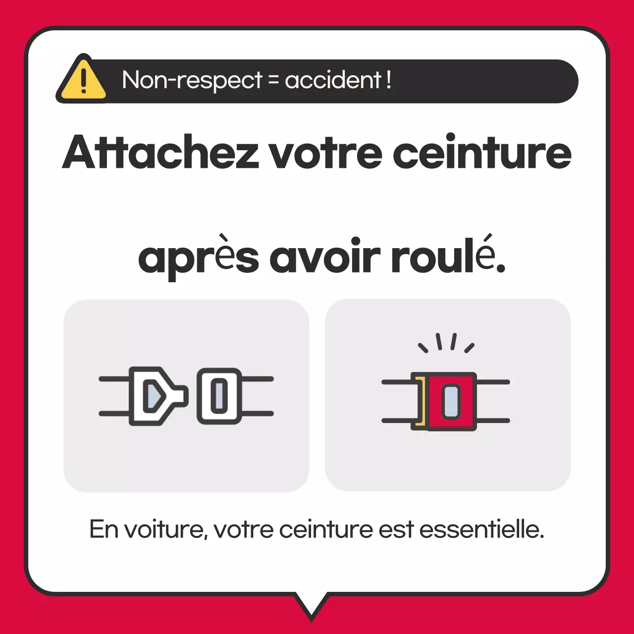 Instructions simples pour attacher la ceinture de sécurité rouge