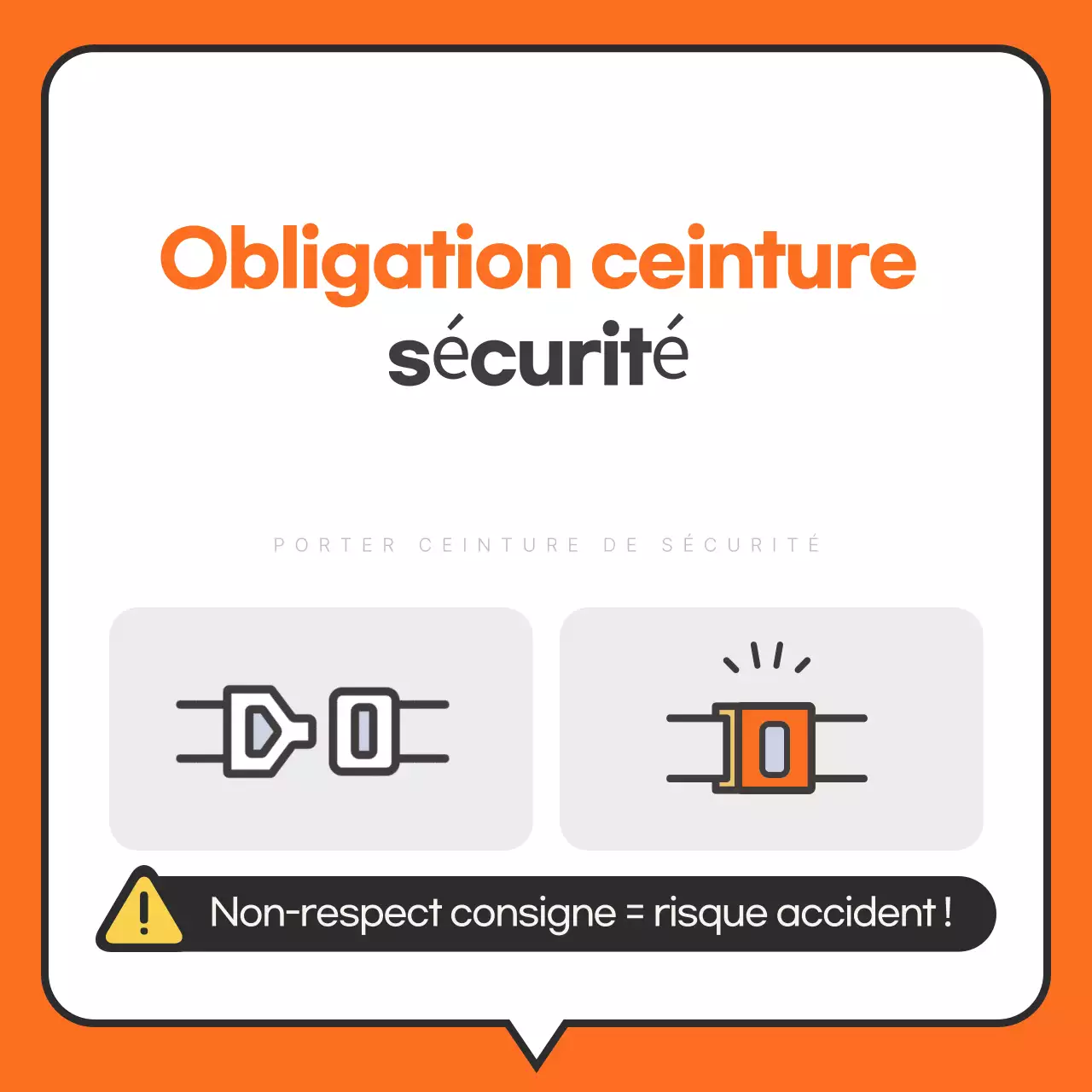 Instructions simples pour attacher la ceinture de sécurité orange