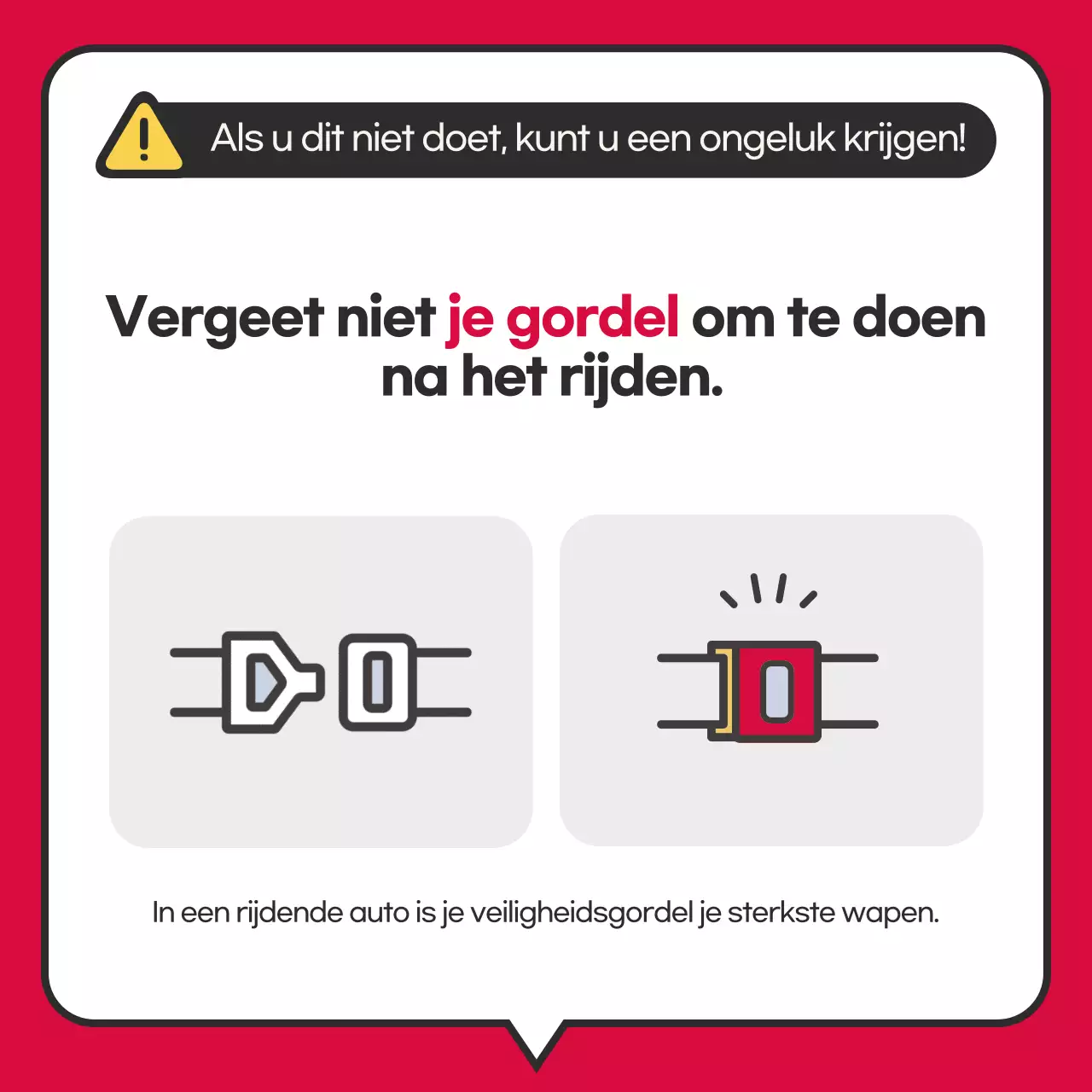 Eenvoudige rode veiligheidsgordelbevestigingsinstructies