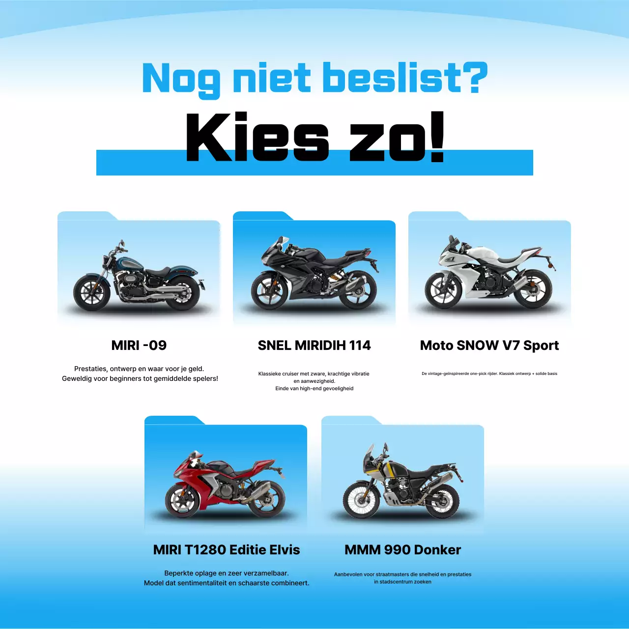 Hemelsblauwe moderne motorfietsadvertentie