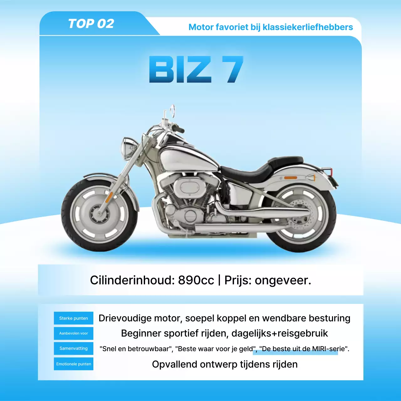 Hemelsblauwe moderne motorfietsadvertentie