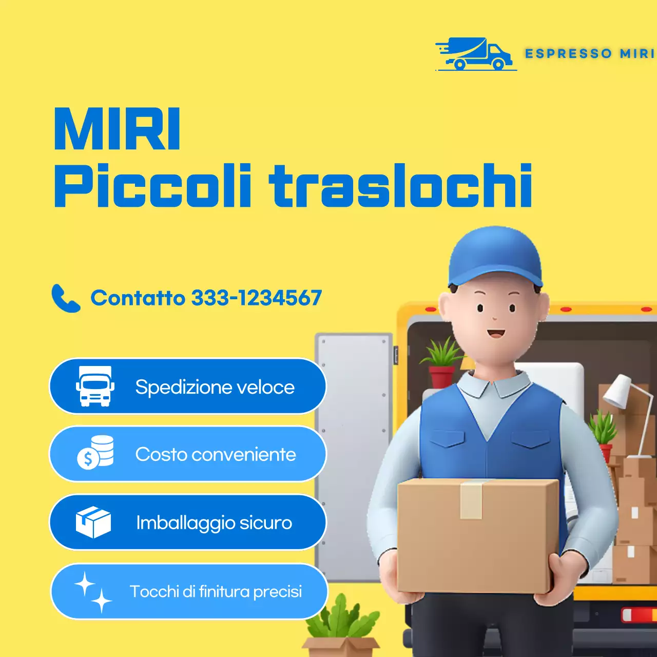 Pubblicità di trasloco semplice gialla