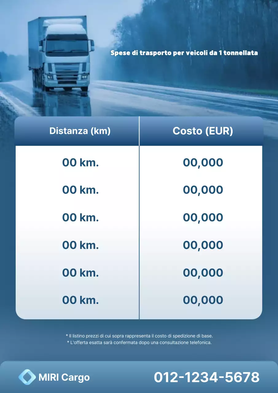 Guida alle tariffe di trasporto moderne blu