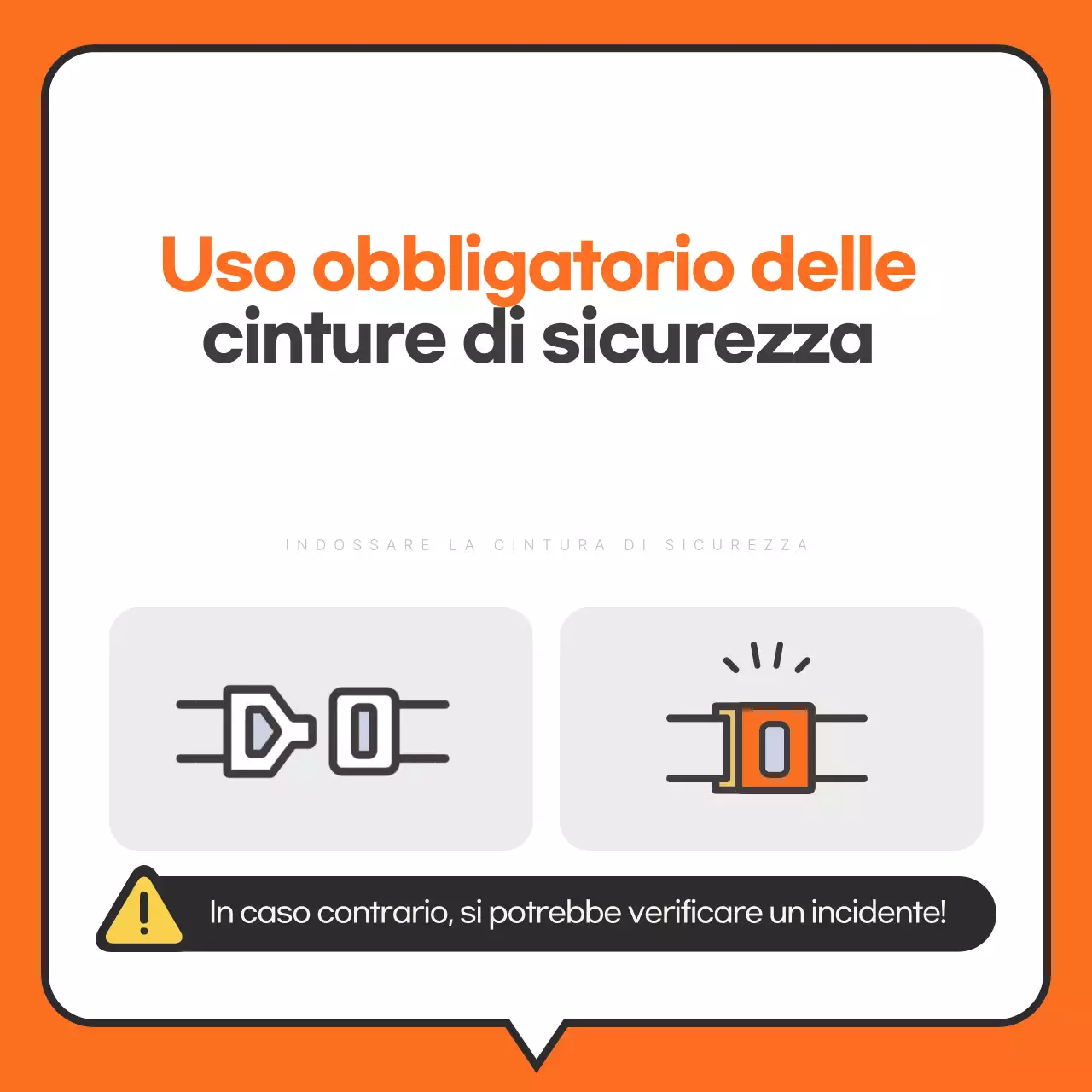 Semplici istruzioni per allacciare la cintura di sicurezza arancione