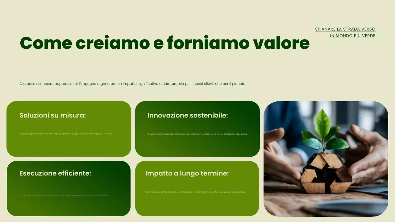 Presentazione sulla promozione della sostenibilità moderna e verde